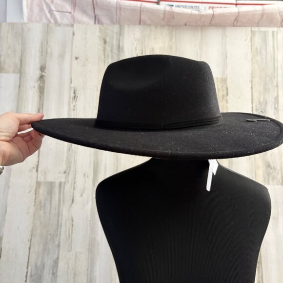 NWT Sonoma Black Felt Fedora Hat Wide Brim Hat - Picture 2 of 4